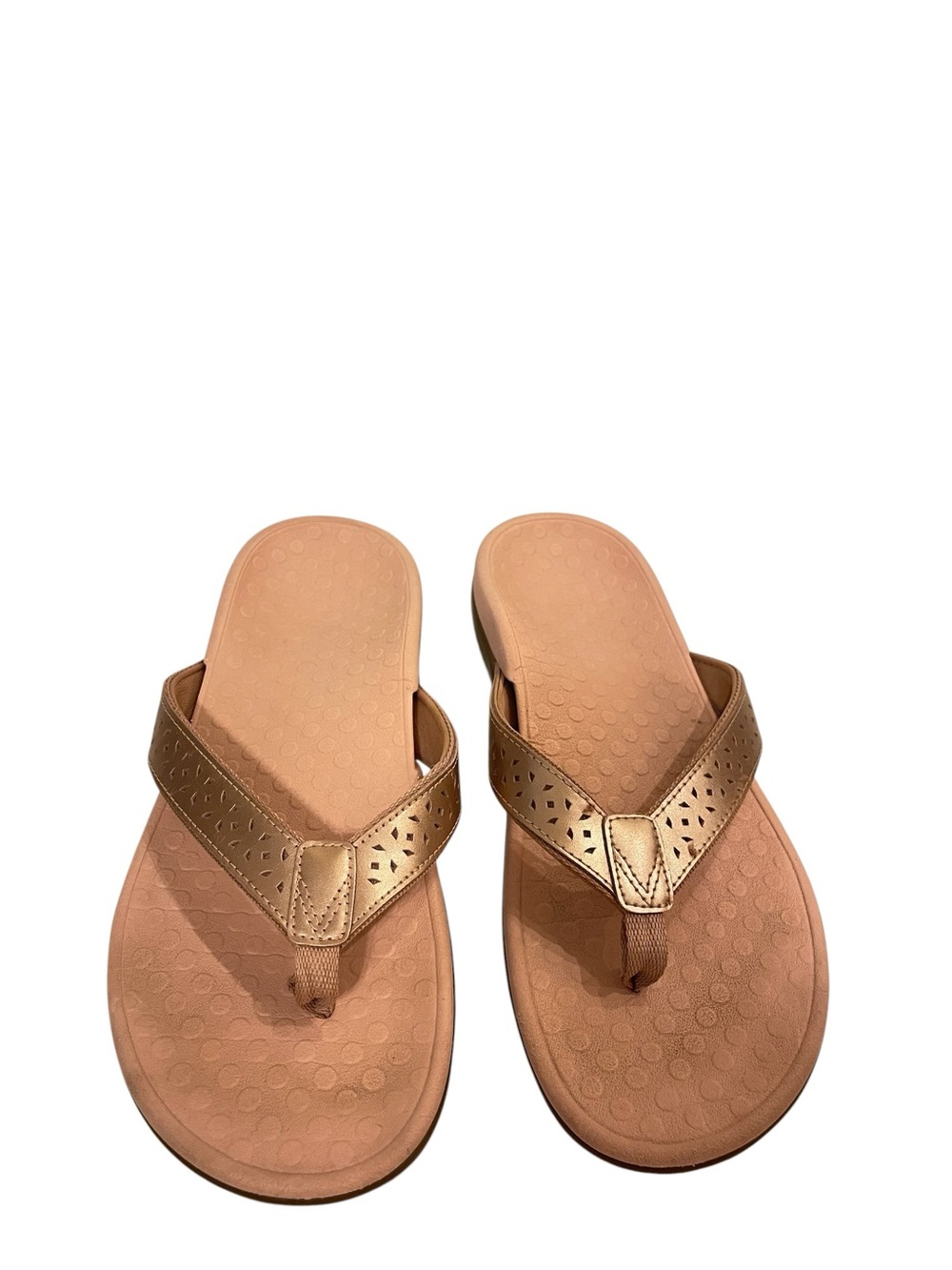 VIONIC Shona Women’s Metallic Rose Gold Thong Sandals Flip Flops - Picture 2 of 4